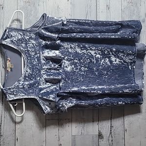 Y2K Speckless Crushed Velvet Cold Shoulder Long Sleeve Top Size Large